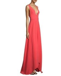 Monique Lhuillier Ml Solid Sleeveless High Low Gown