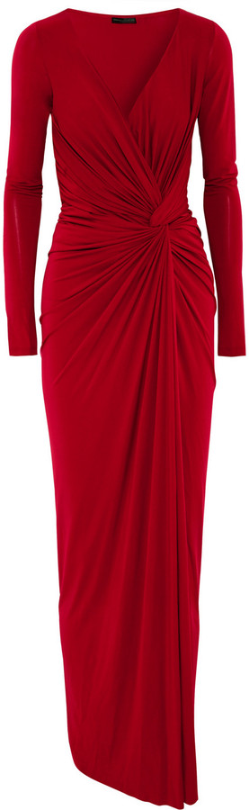 Donna Karan Draped Stretch-jersey Dress in Red