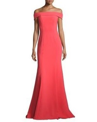 Theia Off The Shoulder Crepe Gown