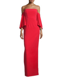 Milly Off The Shoulder Ponte Gown Tomato