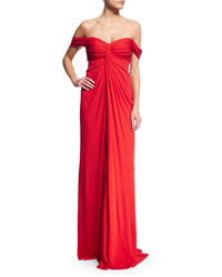 David Meister Off The Shoulder Sweetheart Flowy Gown