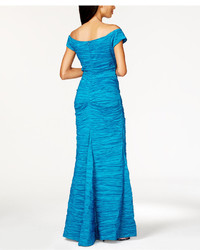 Alex Evenings Off The Shoulder Taffeta Crinkled Gown