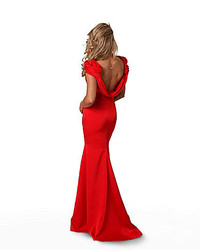 JS Collections Red Carpet Cowl Back Gown