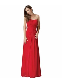 Unique Vintage Red Classic Strapless Long Gown