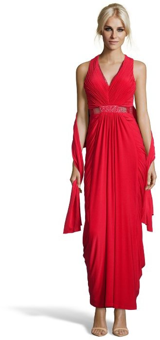 Hayden Red Lace And Jersey Knit Ruched Evening Gown, $375 | Bluefly |  Lookastic