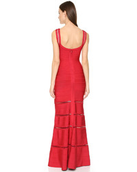 Herve Leger Rilla Crochet Stripe Gown