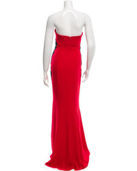 Monique Lhuillier Satin Embellished Gown W Tags