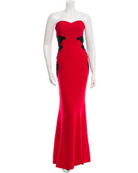 Monique Lhuillier Satin Embellished Gown W Tags