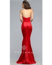 Faviana Serena Satin Sweetheart Prom Dress