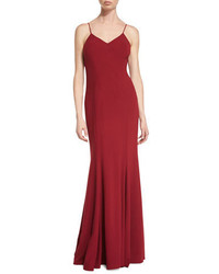 Zac Posen Sheryl V Neck Trumpet Gown Deep Cherry