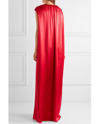 Balenciaga Silk Satin Maxi Gown Red