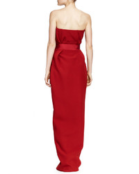 Lanvin Silk Strapless Sweetheart Gown Carmine Red