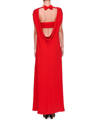 Valentino Sleeveless Cady Cowl Back Gown Red