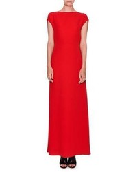 Valentino Sleeveless Cady Cowl Back Gown Red