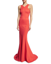 Zac Posen Sleeveless Fit  Flare Gown Coral