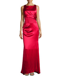 Carolina Herrera Sleeveless Pleated Bodice Silk Gown