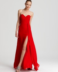 Faviana Strapless Gown High Slit
