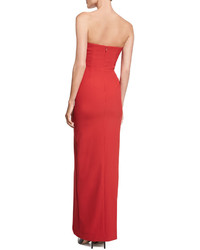 Nicole Miller Strapless Sweetheart Column Gown With Slit