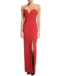 Nicole Miller Strapless Sweetheart Column Gown With Slit