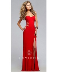 Faviana Sweetheart Jersey Illusion Cut Out Prom Dress