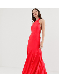 ASOS DESIGN Tall Maxi Dress In Crepe With High Neck And Fishtail Hem