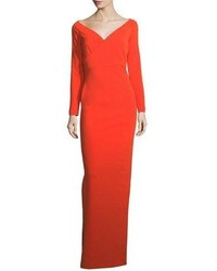 SOLACE London Victorie V Neck Long Sleeve Column Evening Gown