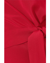 Diane von Furstenberg Wrap Effect Washed Silk Gown Red