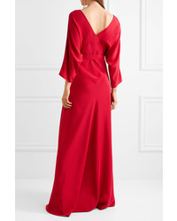 Diane von Furstenberg Wrap Effect Washed Silk Gown Red