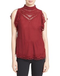 Red Eyelet Lace Blouse