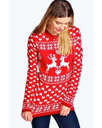 Boohoo Addison Reindeer Love Christmas Jumper