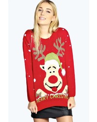 Boohoo Emmy Googly Eyes Rudolph Christmas Jumper