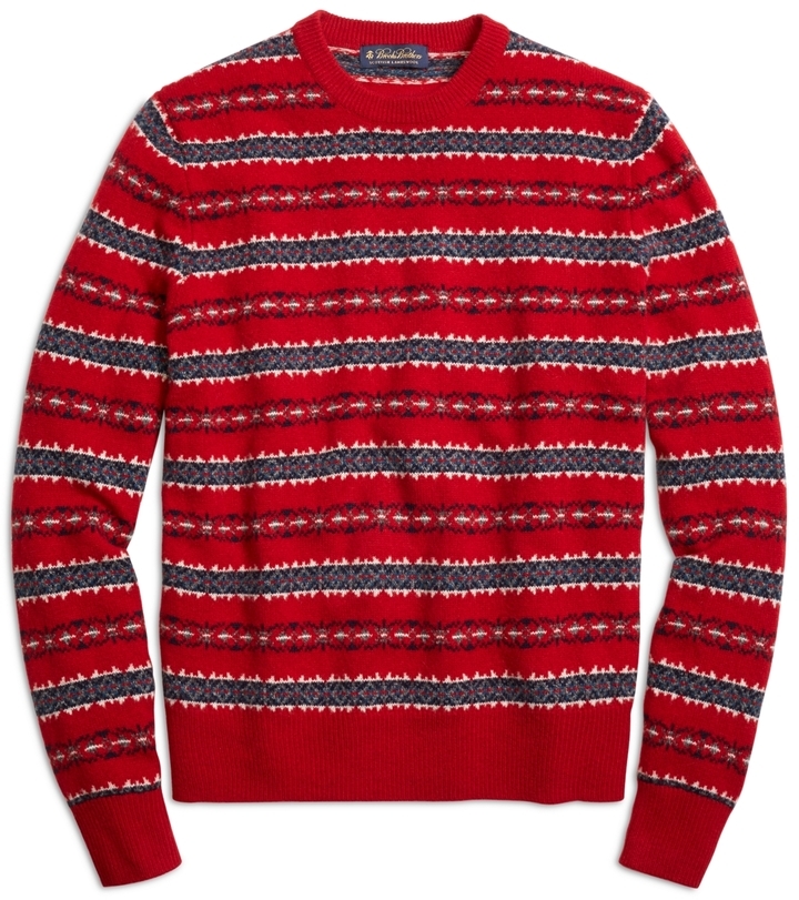 Brooks Brothers Merino Wool Fair Isle Crewneck Sweater, $198