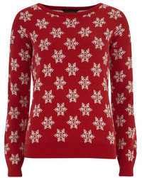 Dorothy Perkins Red Knitted Snowflake Jumper