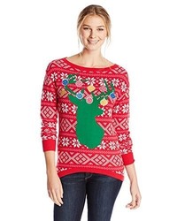 Isabellas Closet Retro Reindeer Fair Isle Ugly Christmas Sweater