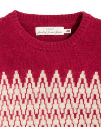 H&M Jacquard Knit Sweater Red