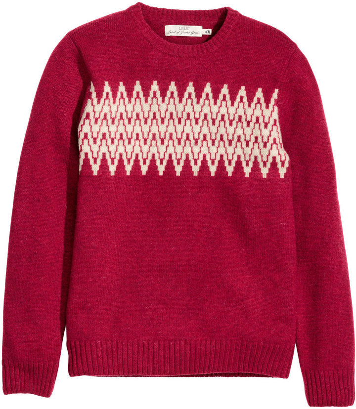 JACQUARD KNIT SWEATER - Red marl