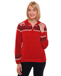 Allison Daley Petite Fair Isle Polo Sweater