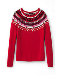 Classic Tall Lofty Fair Isle Open Sweater Bright Scarlet Fairisle