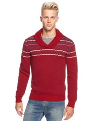 American Rag Sweater Fair Isle Shawl Collar Sweater