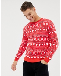 ASOS DESIGN Christmas Sweatshirt With Mickey Fairisle Print