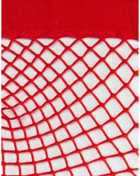 Asos Oversized Fishnet Ankle Socks In Red