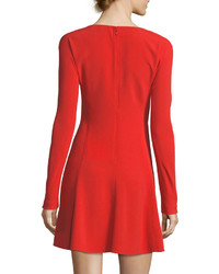 Diane von Furstenberg Long Sleeve V Neck Fit And Flare Mini Dress