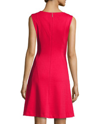 Karl Lagerfeld Paneled Fit And Flare Dress Rouge