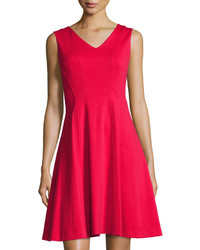 Karl Lagerfeld Paneled Fit And Flare Dress Rouge