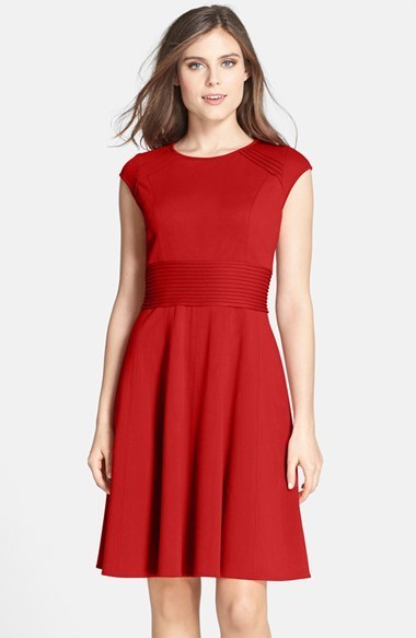 red fit flare dress