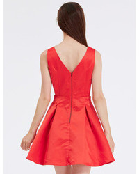 Red Sleeveless Flare Dress