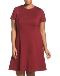 Adrianna Papell Short Sleeve Ponte Fit Flare Dress