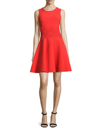 Milly Sleeveless Structured Fit  Flare Dress Flame
