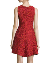 Armani Collezioni Textured Fit  Flare Dress Matisse Red
