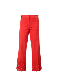 Derek Lam 10 Crosby Cropped Flare Trouser With Eyelet Embroidery